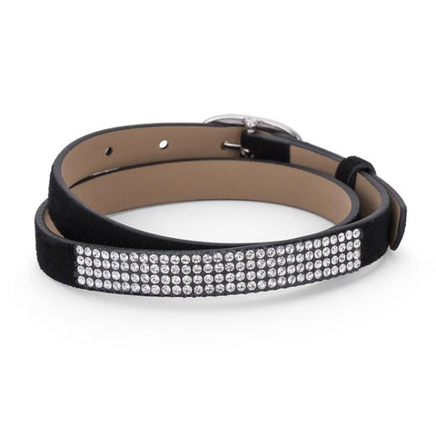 Stylish Black Colored Wrap Bracelet with Crystals - B01497R-V01