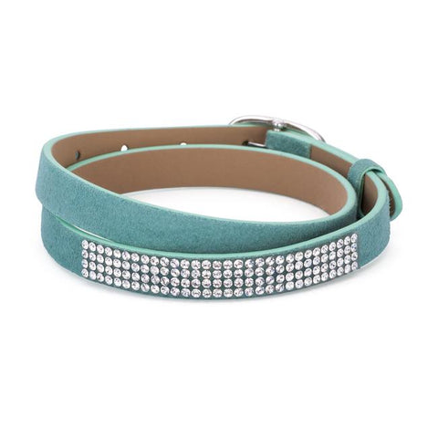 Stylish Turquoise Colored Wrap Bracelet with Crystals - B01497R-V02