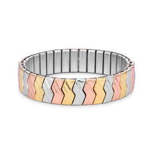 Tritone Zig-Zag Stainless Steel Stretch Bracelet - B01501VT-V00