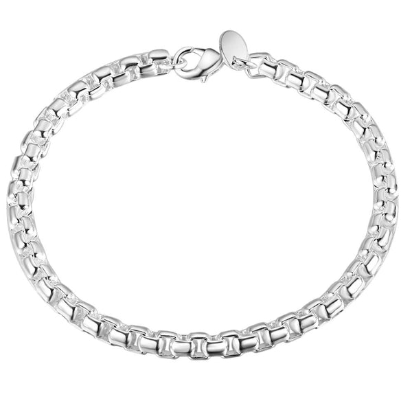 Lucky Silver - Silver Designer Unisex Square Linked Bracelet - LOCAL STOCK - LSB094