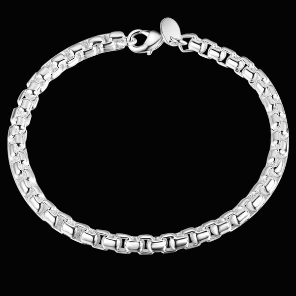 Lucky Silver - Silver Designer Unisex Square Linked Bracelet - LOCAL STOCK - LSB094