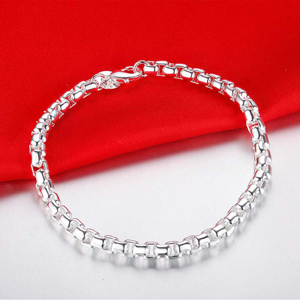 Lucky Silver - Silver Designer Unisex Square Linked Bracelet - LOCAL STOCK - LSB094