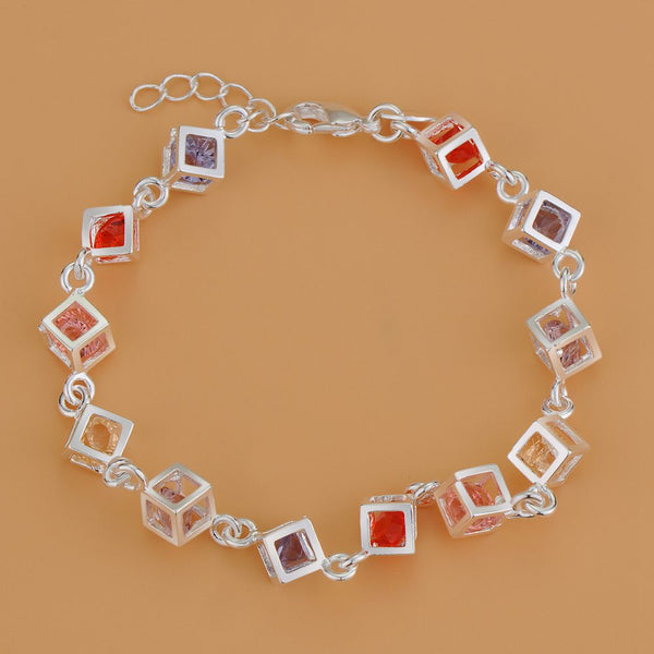 Lucky Silver - Silver Designer Austrian Crystal Bracelet - Multi Colour - LOCAL STOCK - LSB113