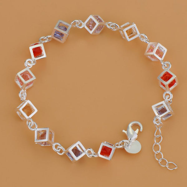 Lucky Silver - Silver Designer Austrian Crystal Bracelet - Multi Colour - LOCAL STOCK - LSB113