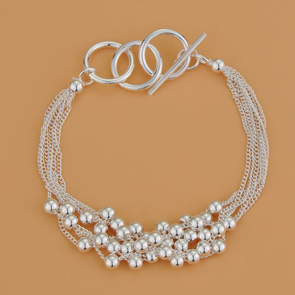 Lucky Silver - Silver Designer Small Balls Bracelet with Toggle Clasp - LOCAL STOCK - LSB133