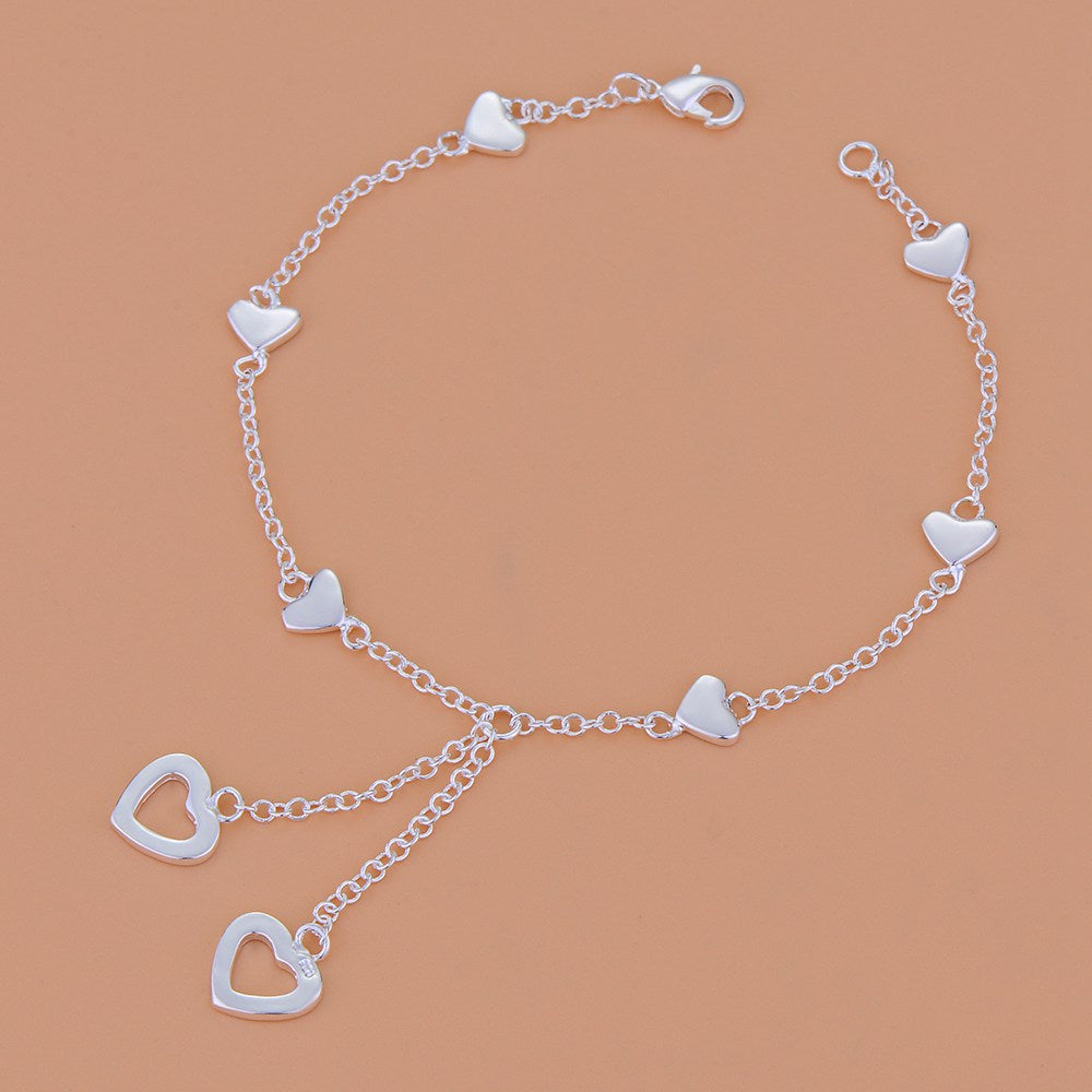 Girls' CZ Heart Charm Bracelet Sterling Silver - In Season Jewelry