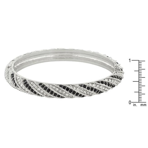 Twisting Black and White Cubic Zirconia Bangle - BC00050R-C03