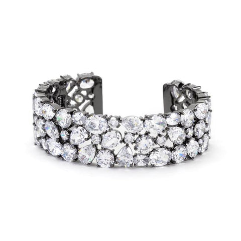 Bejeweled Cubic Zirconia Cuff Black Tone - BC00064B-C01
