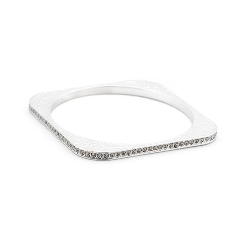 Hammered Cubic Zirconia Square Bangle - BC00069XW-V01