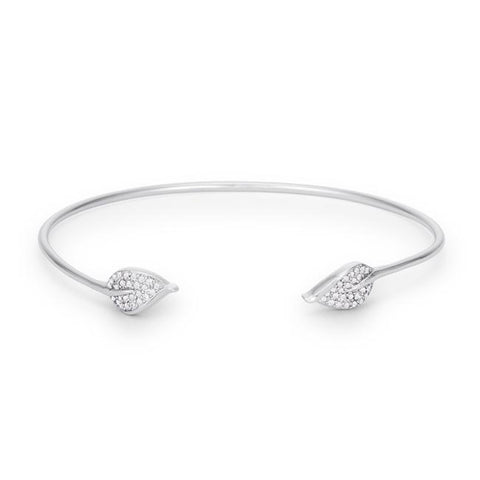 Trendy Rhodium Bracelet with Clear Cubic Zirconia Accents - BC00075R-C01