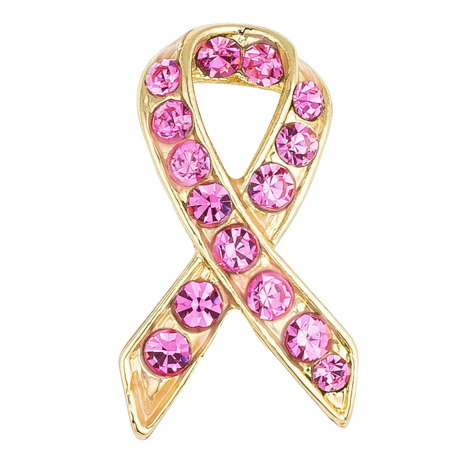 18K Plated Pink Crystal Awareness Pin - BR00111G-V12
