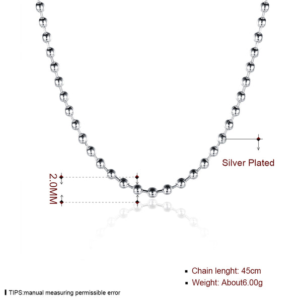 Silver Bead Chain 18inch 2mm LSC002-18