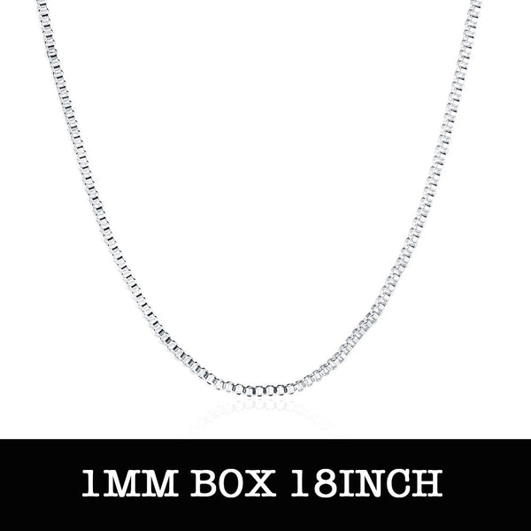 Lucky Silver - Silver Designer Box Chain - 48cm 1mm - LOCAL STOCK - LSC007-18