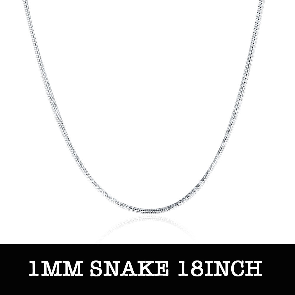 Silver Snake Chain 18inch 1mm LSC008-18