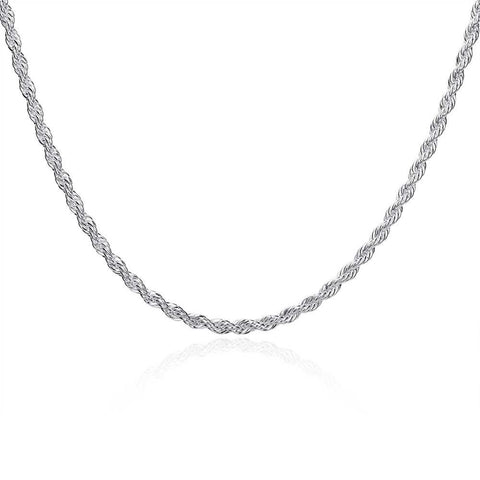 Silver Designer Rope Chain Necklace 56cm 3mm LOCAL STOCK LSC014- 22