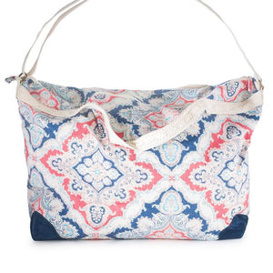 Karen Blue Multicolor Floral And Lace Duffle Bag - CO-CBG1001-BLUE