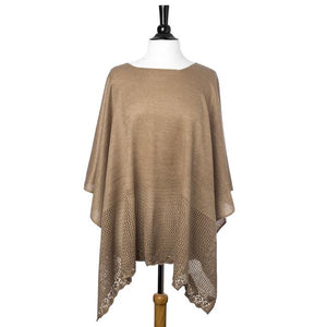 Taupe Lightweight Knitted Poncho - CO-CMF5125-TAUPE