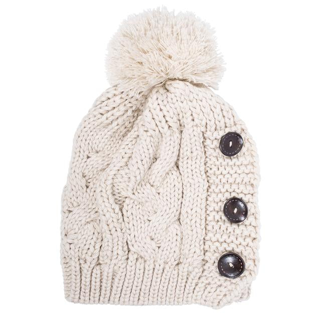 Off White Paula Knitted Pom Beanie - CO-CMH1102-WHITE