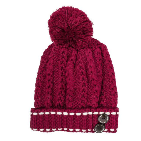 Burgundy Michelle Knitted White Stitch Beanie - CO-CMH1104-BURGUNDY