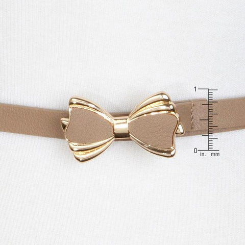 Taupe Bowtie Belt With Gold Trim - CO-CWBT0021-TAUPE