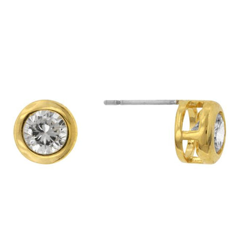 Gold Bezel Stud Earrings - E01043G-C01