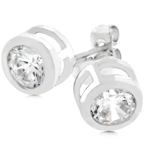 Bezel Stud Earrings - E01043R-C01