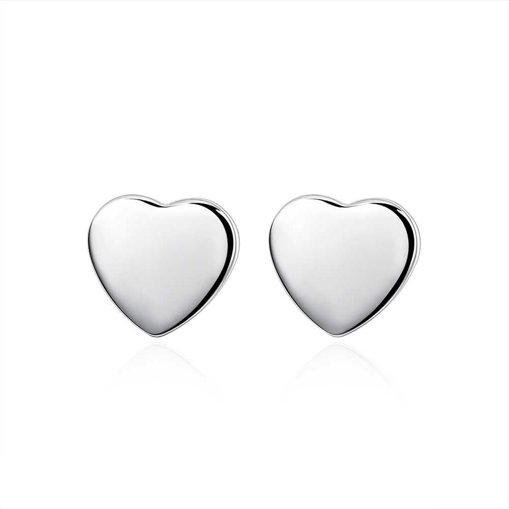 Lucky Silver - Silver Designer Heart Disc Earrings - LOCAL STOCK - LSE162