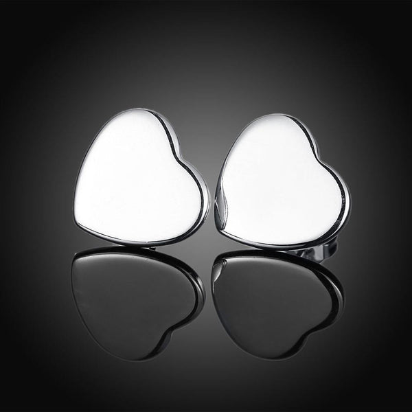 Lucky Silver - Silver Designer Heart Disc Earrings - LOCAL STOCK - LSE162