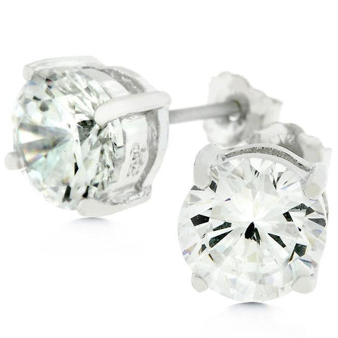 Clear Silver Round Studs 6.25 MM Earrings - E01220RS-S01-6.25MM