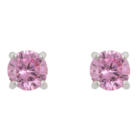 Pink Cubic Zirconia Stud Earrings - E01220RS-S12-6.25MM