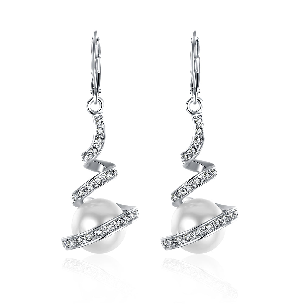 White Gold Earrings LSE012