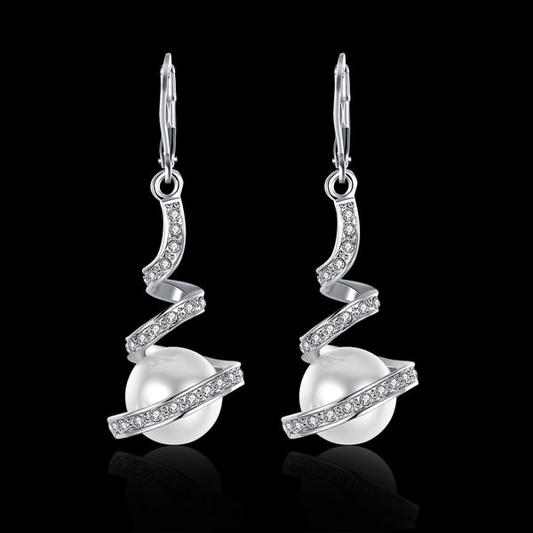 White Gold Earrings LSE012