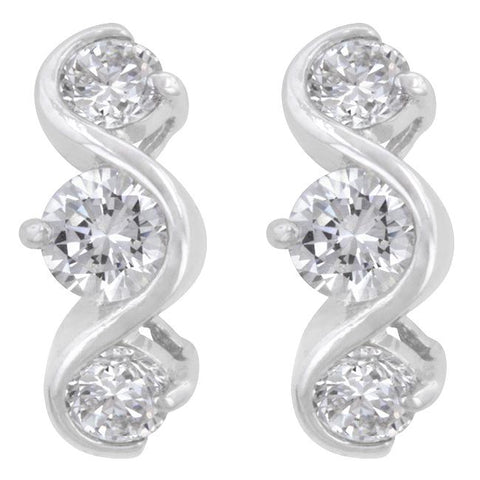 Three Stone Swirl Earring - E01320RS-C01