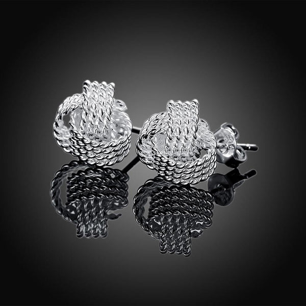 Lucky Silver - Silver Designer Stud Knot Earrings - LOCAL STOCK - LSE013