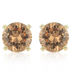 Simple Champagne Cubic Zirconia Studs - E01525G-S72