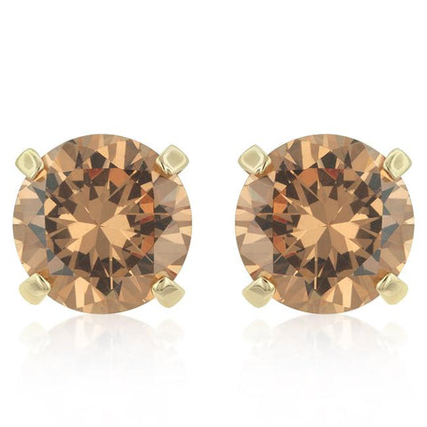 Simple Champagne Cubic Zirconia Studs - E01525G-S72