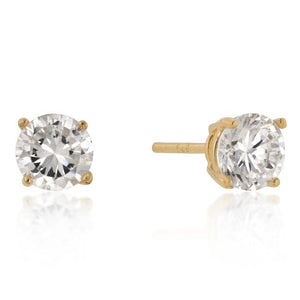 6mm New Sterling Round Cut Cubic Zirconia Studs Gold - E01736GS-S01-6MM