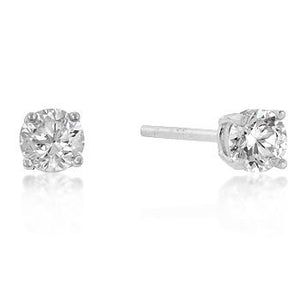 4mm New Sterling Round Cut Cubic Zirconia Studs Silver - E01736RS-S01-4MM