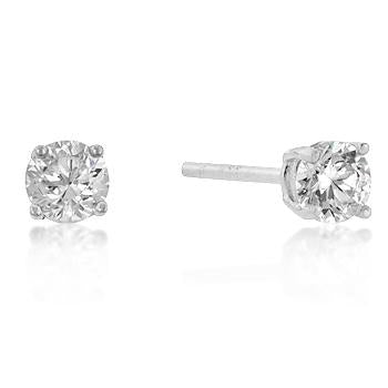 6mm New Sterling Round Cut Cubic Zirconia Studs Silver - E01736RS-S01-6MM