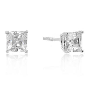 5mm New Sterling Princess Cut Cubic Zirconia Studs Silver - E01737RS-S01-5MM