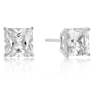 7mm New Sterling Princess Cut Cubic Zirconia Studs Silver - E01737RS-S01-7MM