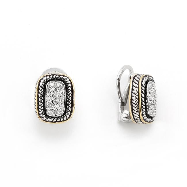 Pave Cubic Zirconia Cable Earrings - E01804T-C01
