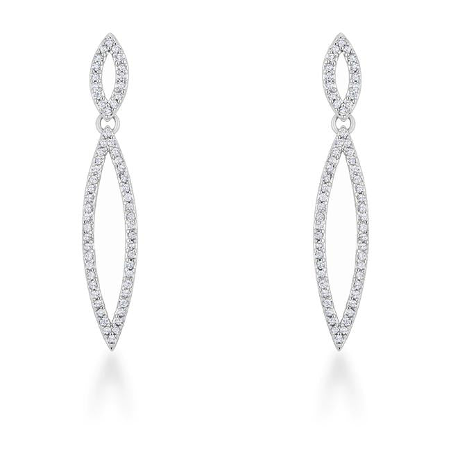 Sara 1.2ct CZ Rhodium Delicate Double Teardrop Drop Earrings - E01878R-C01