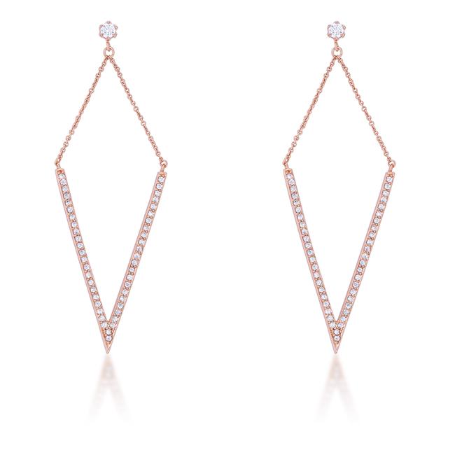Michelle 1.2ct CZ Rose Gold Delicate Pointed Drop Earrings - E01879A-C01