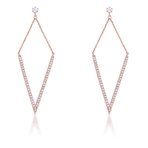Michelle 1.2ct CZ Rose Gold Delicate Pointed Drop Earrings - E01879A-C01