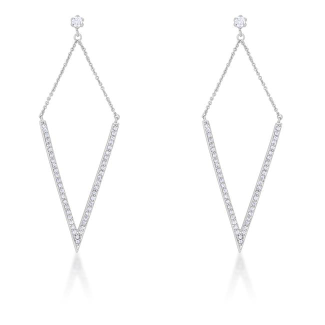 Michelle 1.2ct CZ Rhodium Delicate Pointed Drop Earrings - E01879R-C01