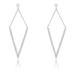 Michelle 1.2ct CZ Rhodium Delicate Pointed Drop Earrings - E01879R-C01