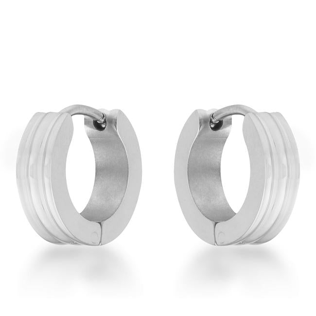 Marlene Rhodium Stainless Steel Small Hoop Earrings - E01882RV-V00