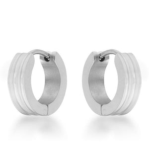 Marlene Rhodium Stainless Steel Small Hoop Earrings - E01882RV-V00