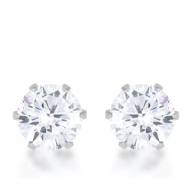 Reign 3.4ct CZ Rhodium Stainless Steel Stud Earrings - E01884RV-C01